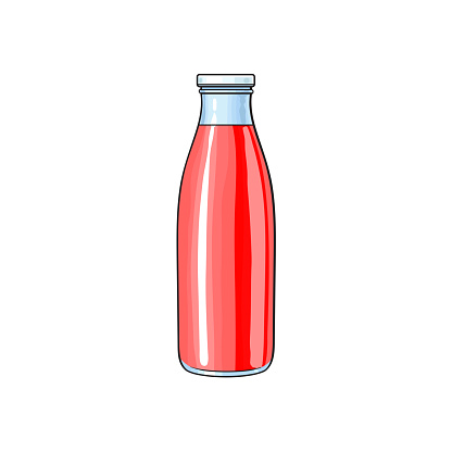 Vector Cartoon Glass Bottle Of Red Fruit Juice Stock Illustration -  Download Image Now - Bottle, Breakfast, Bright - iStock
