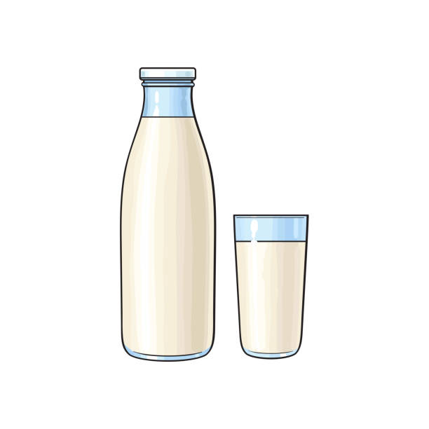 Ilustración de Vector De Dibujos Animados Botella De Vidrio Y Vaso De Leche  y más Vectores Libres de Derechos de Agua - iStock