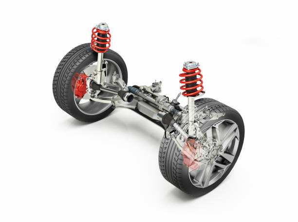 istock Multi link front car suspension, brakes and wheels 844179626