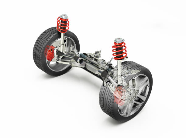 Multi link front car suspension, brakes and wheels Multi link front car suspension, brakes and wheels, with ghost effect. On white background. Clipping path included. multiengine stock pictures, royalty-free photos & images