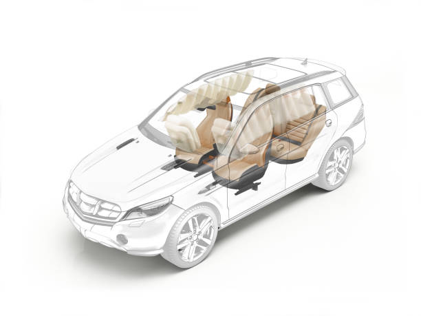 istock Suv technical drawing showing seats and airbags 844179996
