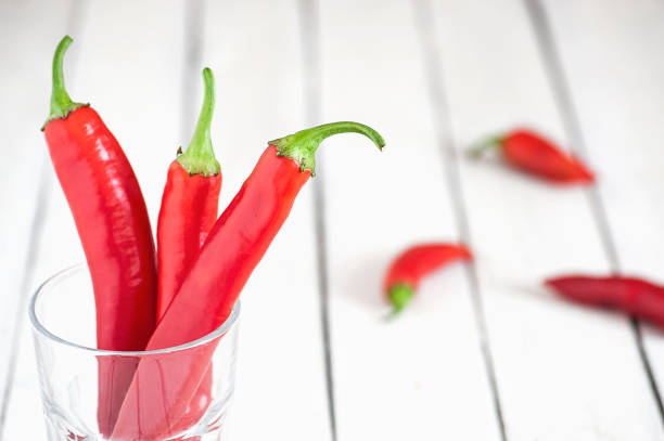 Red hot peppers on a white background