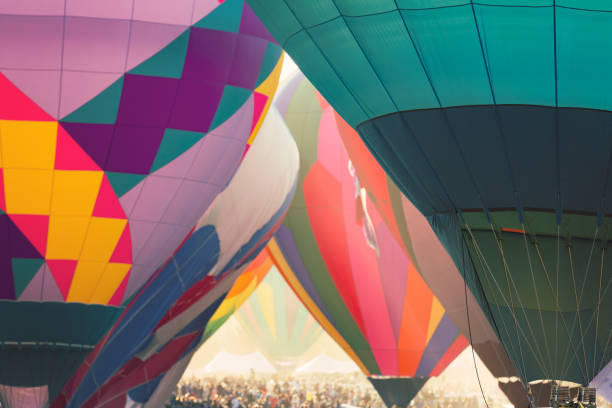 istock Hot air balloons being inflated 844183804