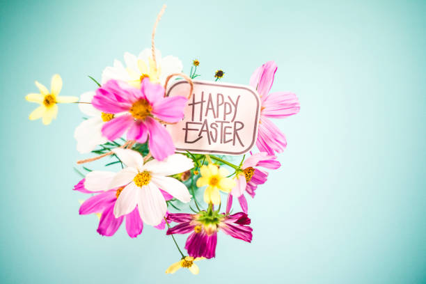 Easter arrangement with delicate cosmos flowers