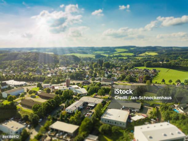 Aerial View Of Gummersbach Windhagenkotthausen Stock Photo - Download Image Now - Drone, Town, City