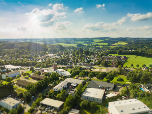 вид с �воздуха на гуммерсбах - виндхаген-коттхаузен - north rhine westfalia фотографии стоковые фото и изображения