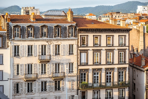 Beautiful old residential buildings in Clermont-Ferrand city in central France