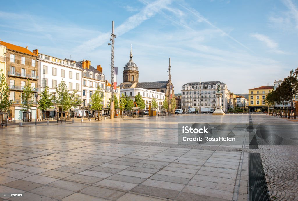 Clermont-Ferrand city in France View on the Jaude square during the morning light in Clermont-Ferrand city in central France Town Square Stock Photo