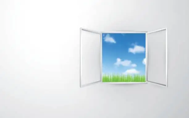 Vector illustration of Open window