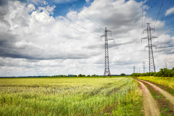 istock High voltage lines and power pylons 844209114