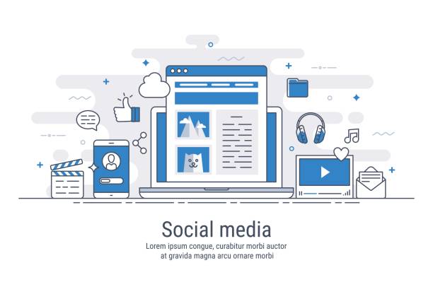 illustrations, cliparts, dessins animés et icônes de les médias sociaux vector illustration - infographic facebook data digitally generated image
