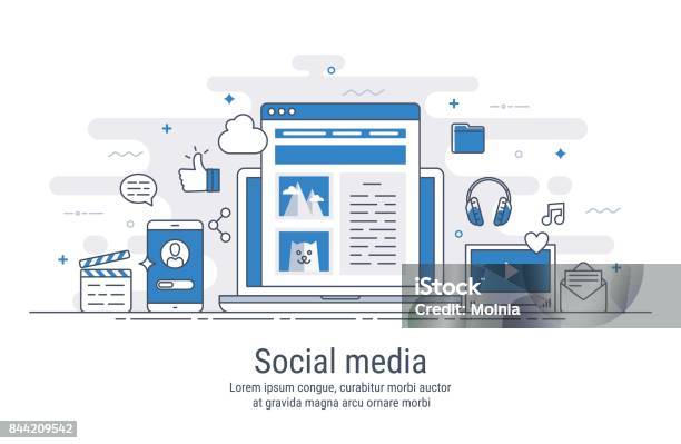 Les Médias Sociaux Vector Illustration Vecteurs libres de droits et plus d'images vectorielles de Réseau social - Réseau social, Graphisme d'information, Blog
