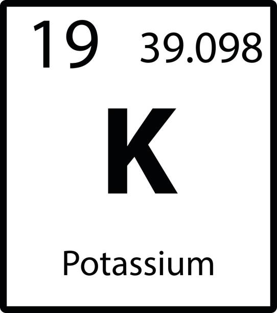 значок цвета элемента периодической таблицы калия на векторе белого фона - letter k stock illustrations