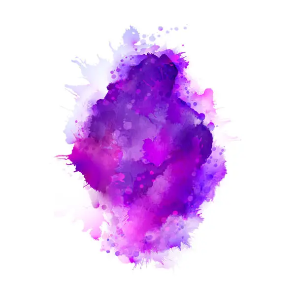 Vector illustration of Purple, violet, lilac and blue watercolor stains. Bright color element for abstract artistic background.