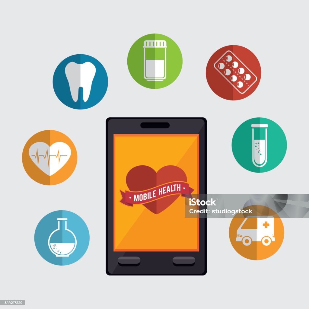 Mobile Health Graphics Mobile Health Design Stock Illustration - Download Image Now ...