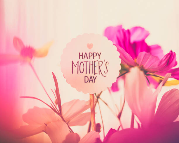 Mother's Day bouquet with message in soft pink light