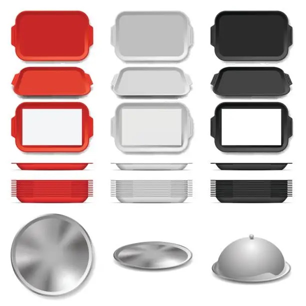 Vector illustration of Plastic and metal salver