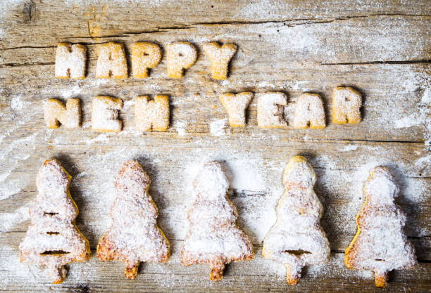 istock Happy new year note written with cookies 844232472
