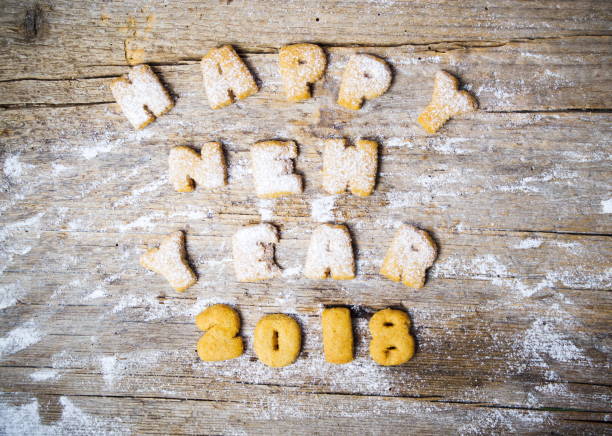 istock Happy new year note written with cookies 844232658