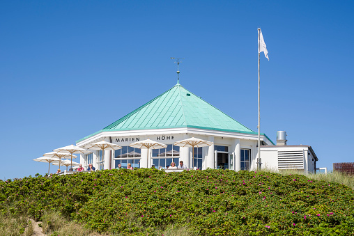 Norderney, Germany – July 9, 2017: Guests at cafe \