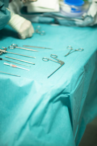 istock Surgery instrumentation in emergency room operating theater operation with instruments for the surgeon and knee procedure. 844236034