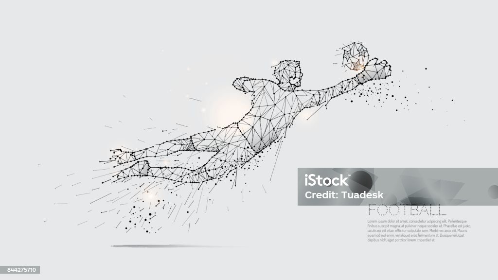 The particles and line dot of football player motion The particles and line dot of football player motion. concept of moving. suitable use for poster banner and background design. - line stroke weight editable International Soccer Event stock vector