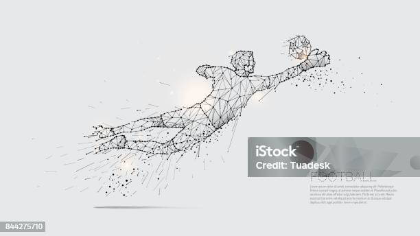 The Particles And Line Dot Of Football Player Motion Stock Illustration - Download Image Now