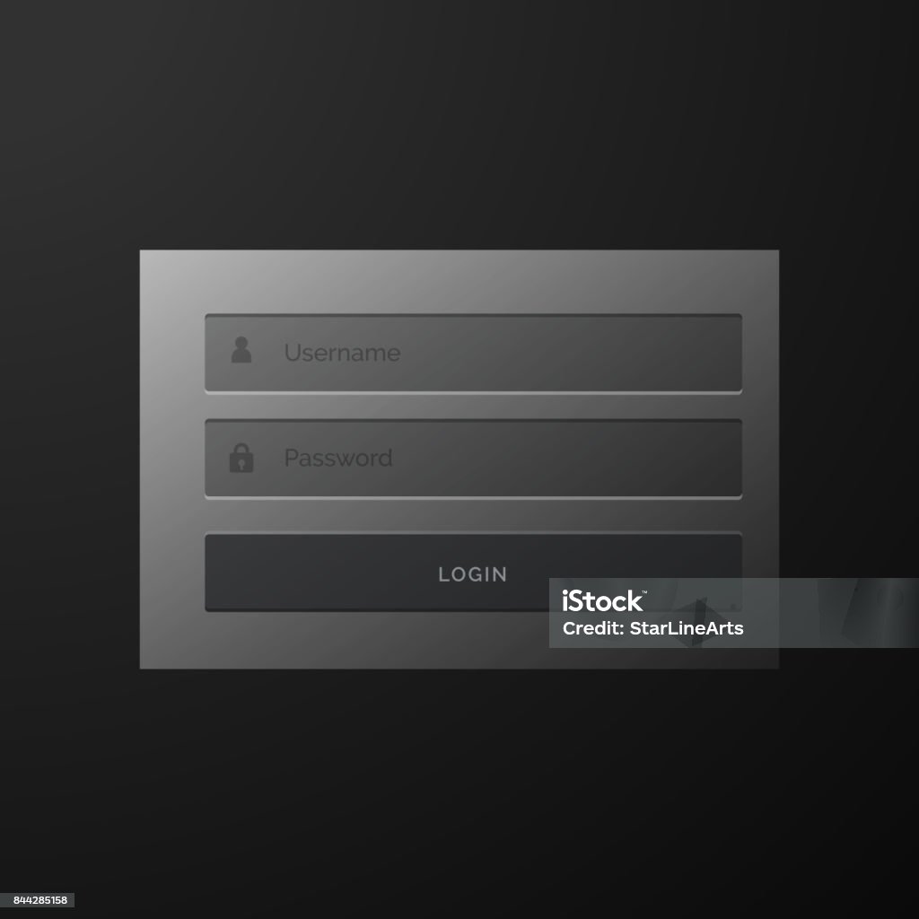 Black Form Interface Dark Black Login Form User Interface Template Design Stock Illustration ...