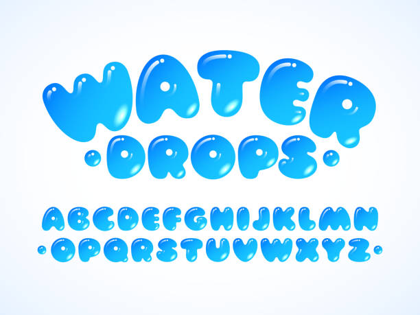 illustrazioni stock, clip art, cartoni animati e icone di tendenza di alfabeto grpos dell'acqua vettoriale. lettere a-z - alphabet blue typescript single word