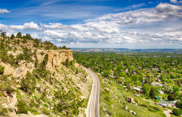Rimrock Views Zimmerman trail as it winds up the rim rocks on the West end of Billings, Montana. montana western usa photos stock pictures, royalty-free photos & images