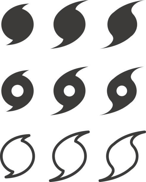 Hurricane flat symbols, vector Hurricane flat symbols, vector black icon set hurrican stock illustrations