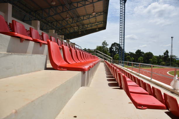 istock Athletics stadium Stand and race track 844305586