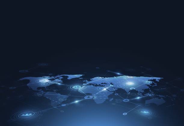 istock Business global network connection. World map point and line composition concept of global business. Vector Illustration 844319604