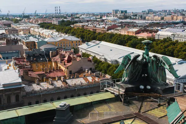 View over rooftops from St.Isaac's Cathedral in St.Petersburg, Russia.
