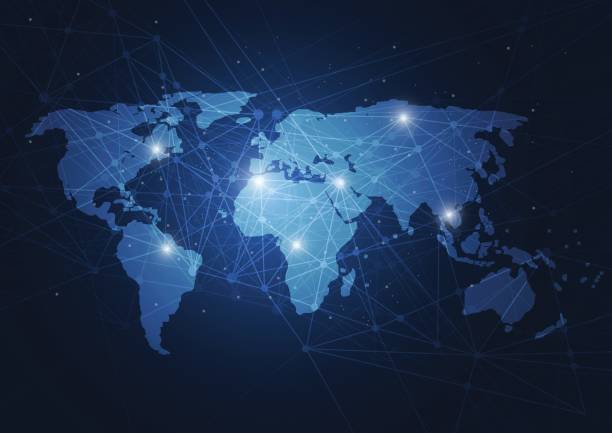 istock Business global network connection. World map point and line composition concept of global business. Vector Illustration 844323150