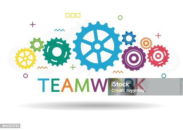 Gears Wheels Over White Background Teamwork Creative Concept Colorful Design Vector Illustration Stock Illustration - Download Image Now