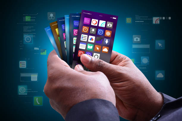 istock Man showing app icons in smart phone 844324168