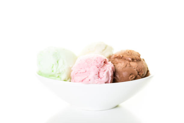 istock Variety of ice cream scoops in a white bowl. 844327140