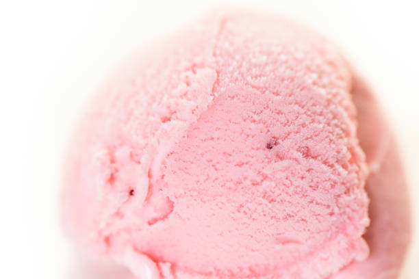 istock Strawberry ice cream scoop on a white background. 844327190
