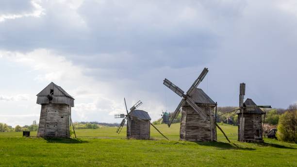 istock Old wooden Ukrainian windmill. 844327342