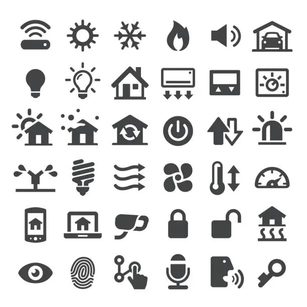 Vector illustration of Home Automation Vector Icons