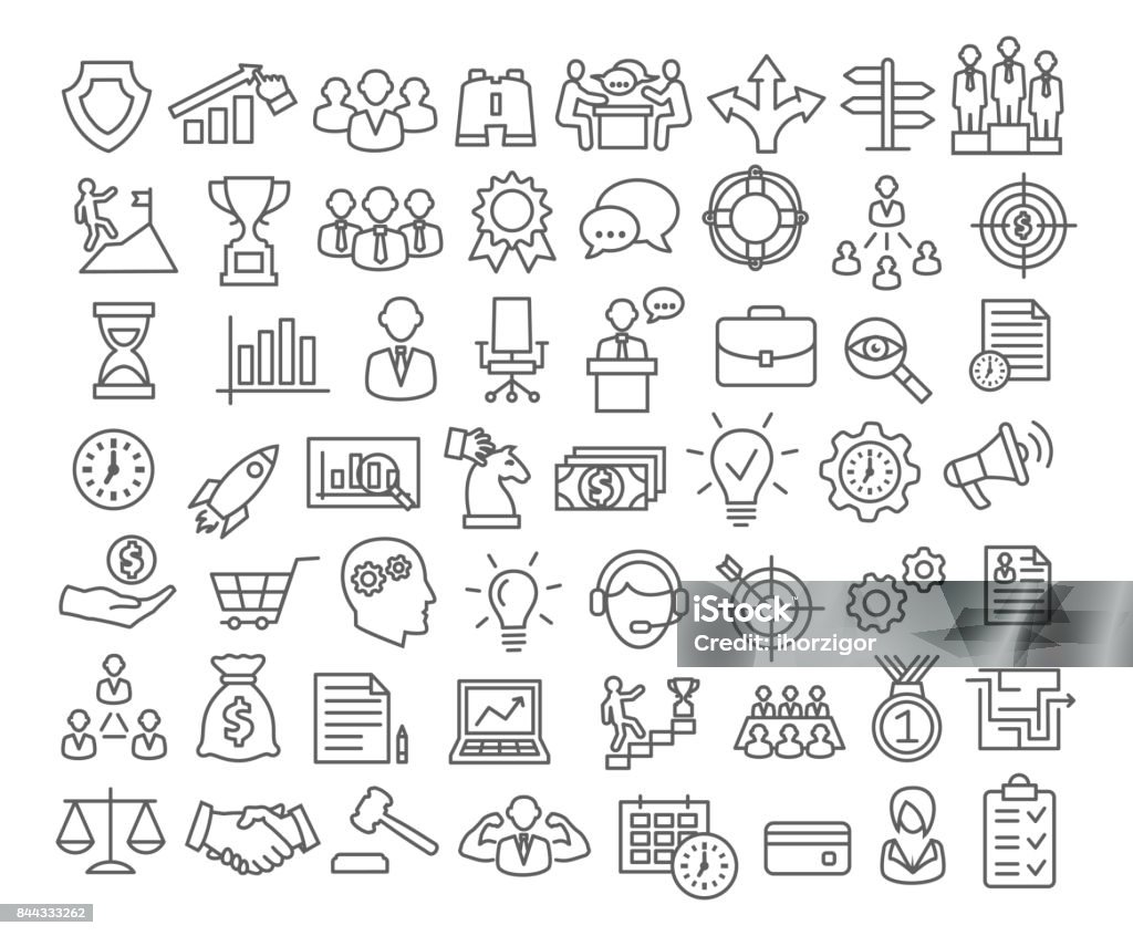Los iconos de negocios situado en estilo de línea - arte vectorial de Icono de línea libre de derechos