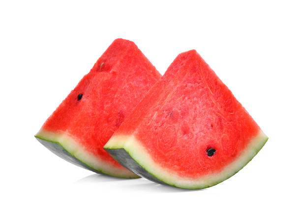 istock two slice of fresh watermelon isolated on white background 844334392