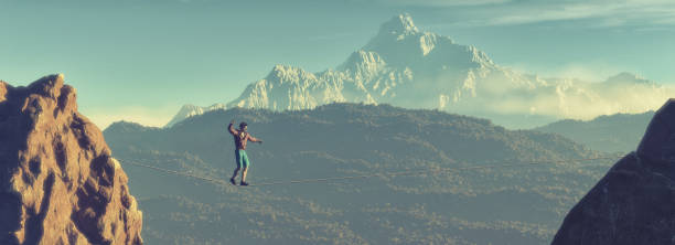 istock Young man walking in balance 844334958