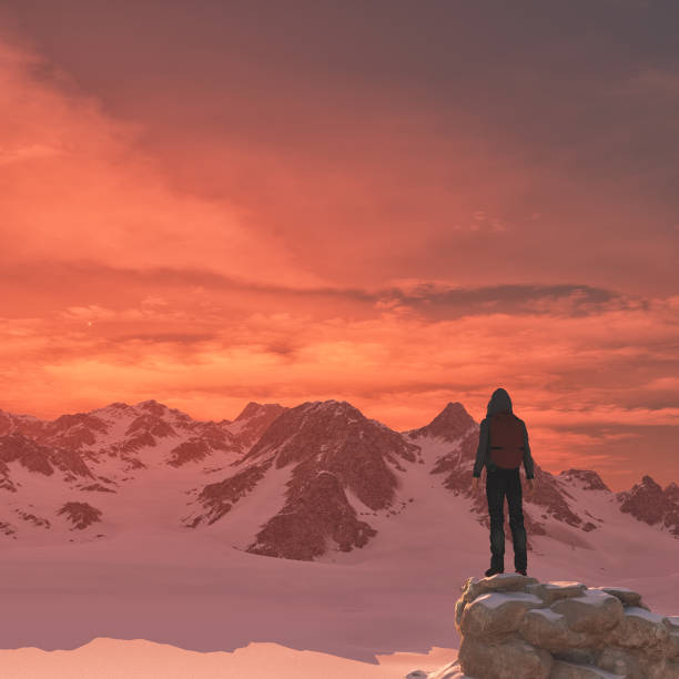 istock Young man up the mountain admire mountain 844335034