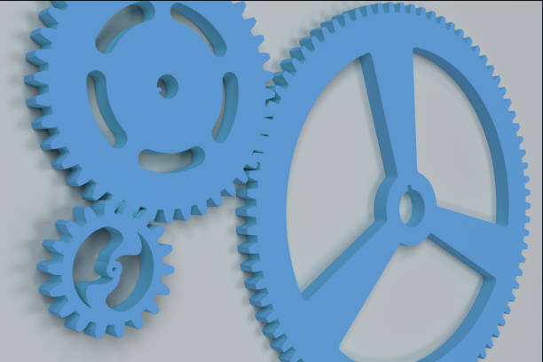 istock Set of blue gears and cogs on white background 844341120