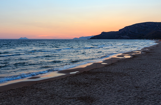 Beautiful landscape with tropical sea sunset on the beach (Gaeta, Latina, Italy).