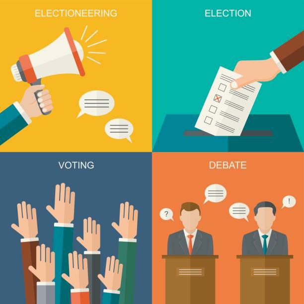 Elections and voting concept vector flat style background. Illustration for political campaign flyer, leaflets and websites. vector art illustration