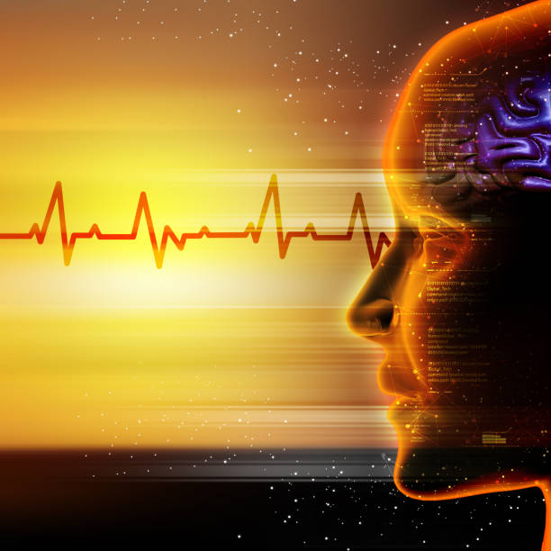 istock Woman head with ecg line 844346004