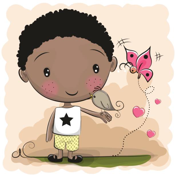 niedliche cartoon junge - butterfly women humor fun stock-grafiken, -clipart, -cartoons und -symbole